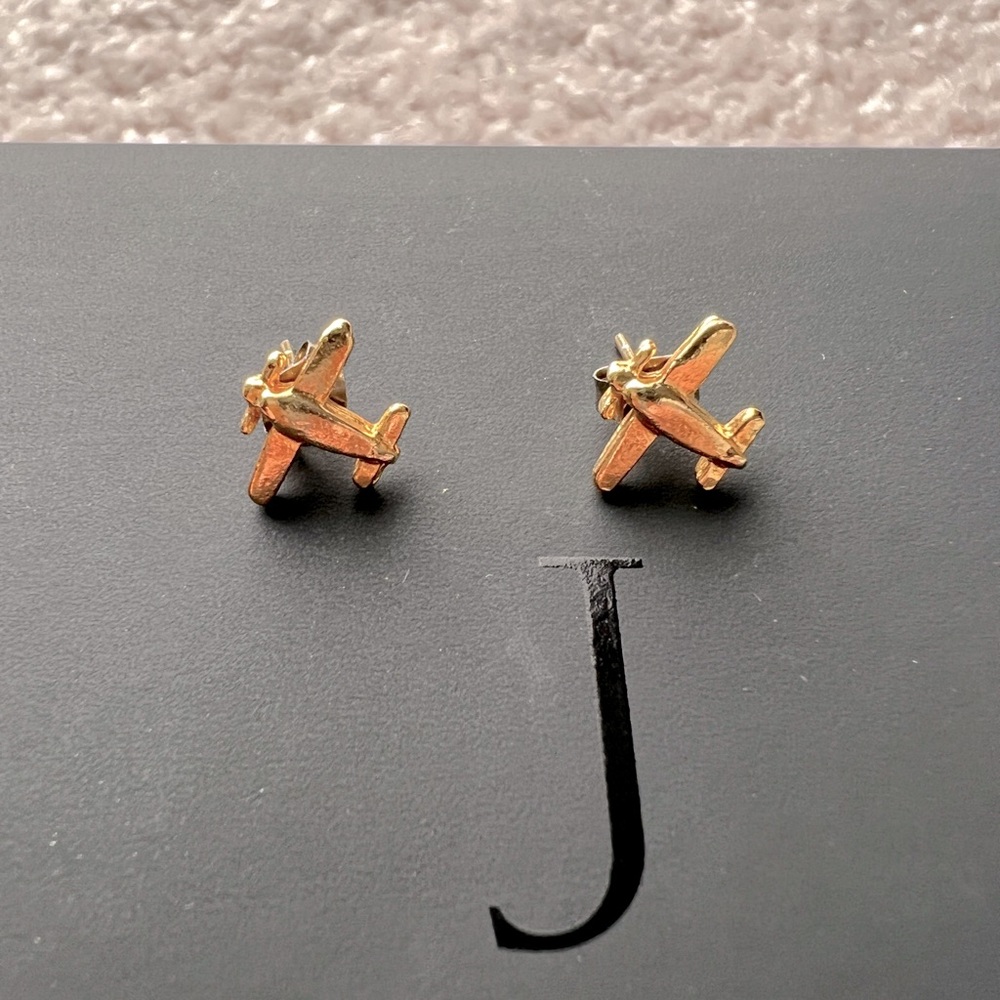 Airplane 14k gold Earrings